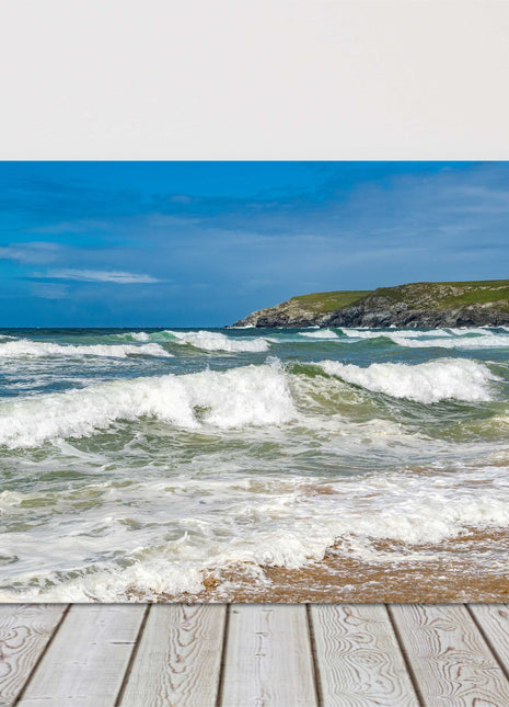 Holywell Bay beach. Newquay, Cornwall. Storm time canvas picture print