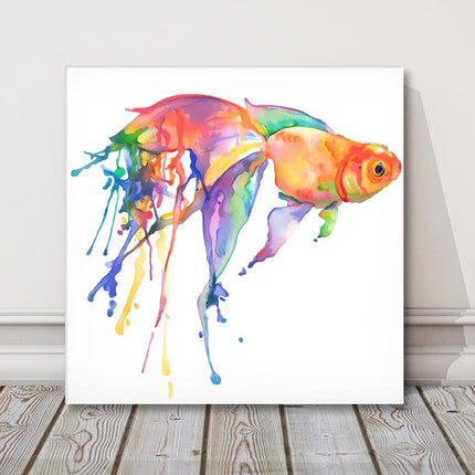 gold fish art dripping paint style canvas picture print