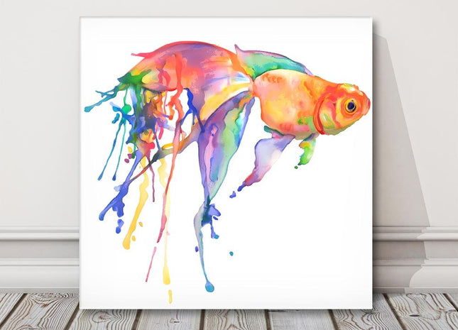gold fish art dripping paint style canvas picture print