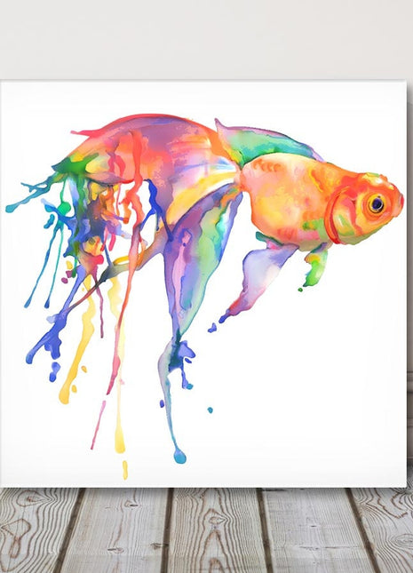 gold fish art dripping paint style canvas picture print