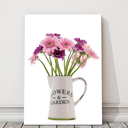 Flowers in Vase Canvas Picture Printed and Framed as a Canvas Print on White