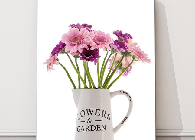 Flowers in Vase Canvas Picture Printed and Framed as a Canvas Print on White