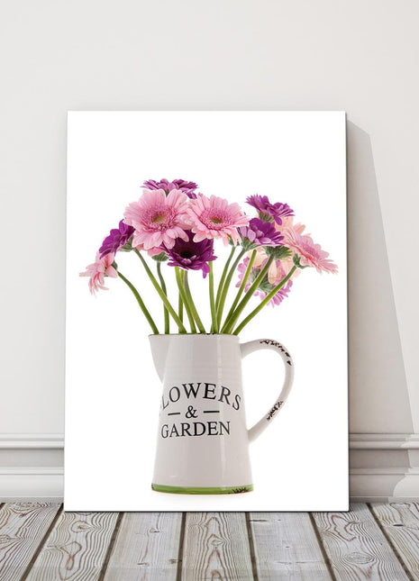 Flowers in Vase Canvas Picture Printed and Framed as a Canvas Print on White