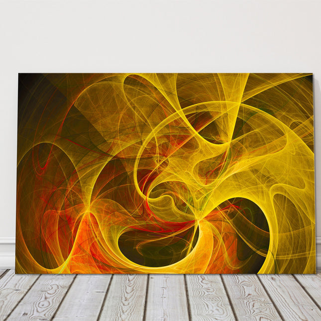 Orange and yellow swirling pattern. Minimalist wall art. Canvas picture print