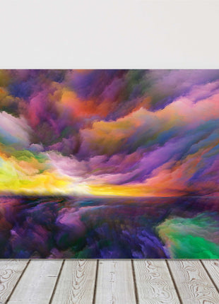 Colourful wall art. Fantasy image of clouds and landscape. Canvas picture print