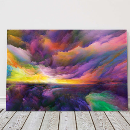 Colourful wall art. Fantasy image of clouds and landscape. Canvas picture print