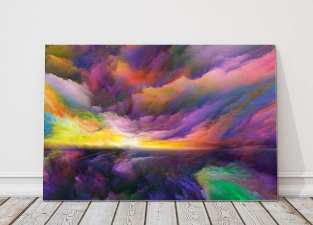 Colourful wall art. Fantasy image of clouds and landscape. Canvas picture print