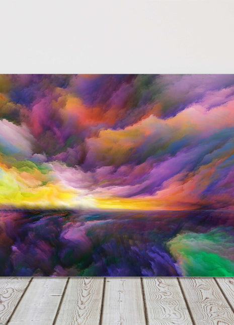 Colourful wall art. Fantasy image of clouds and landscape. Canvas picture print