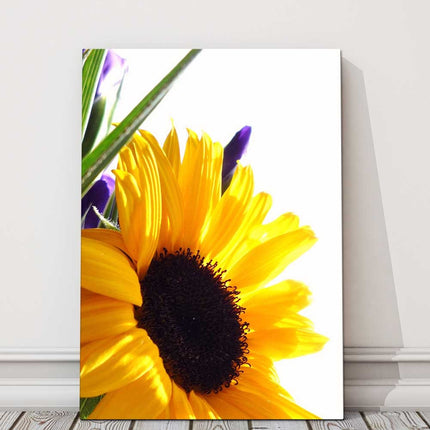 Sunflower canvas wall art. Printed and framed as a canvas picture.