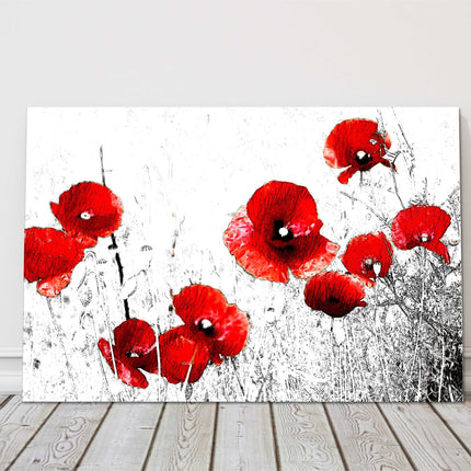 Red Poppies, canvas picture print. Floral image.