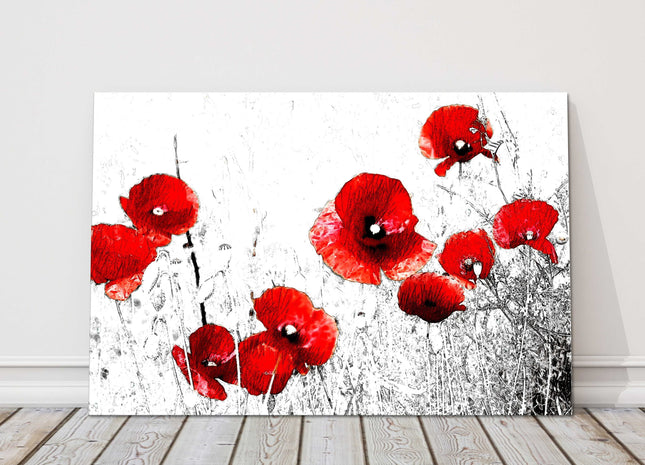 Red Poppies, canvas picture print. Floral image.
