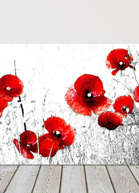 Red Poppies, canvas picture print. Floral image.