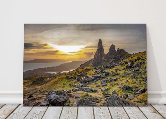 Isle of Skye, Scotland Old Man of Storr and Storr cliffs canvas picture print