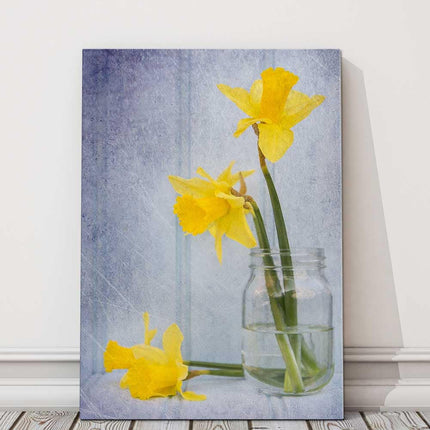 Spring Daffodils in vase. Printed canvas picture.