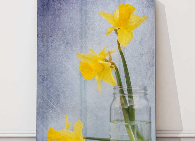 Spring Daffodils in vase. Printed canvas picture.