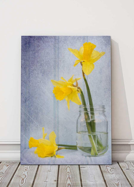 Spring Daffodils in vase. Printed canvas picture.