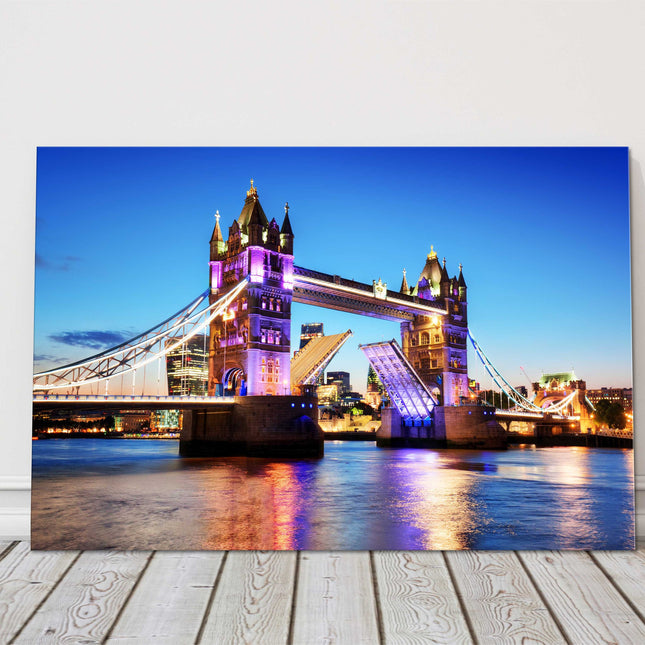 Tower bridge London. Night scene canvas picture print landscape