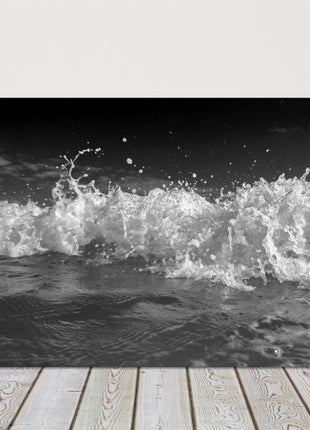 Breaking waves, black and white image. Canvas Print.