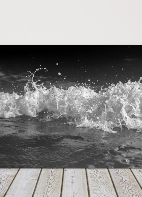 Breaking waves, black and white image. Canvas Print.