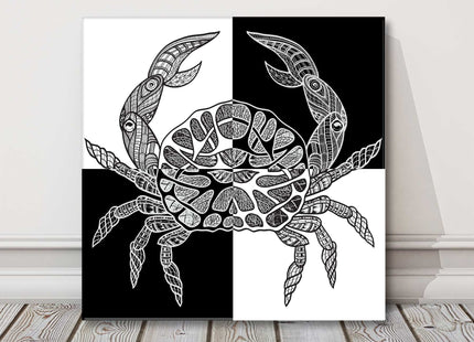Black and white crab chequer background modern style canvas picture print