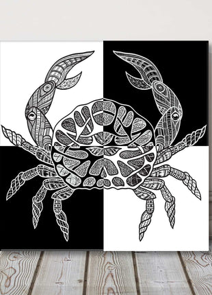 Black and white crab chequer background modern style canvas picture print