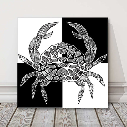 Black and white crab chequer background modern style canvas picture print