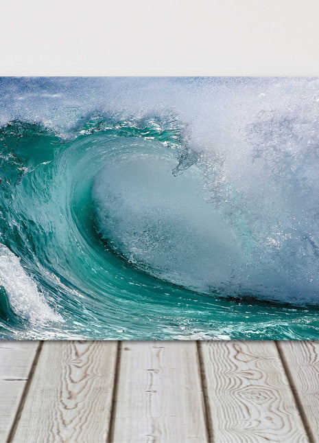 Breaking wave. Beautiful colours sea. Panoramic, coastal canvas picture print.