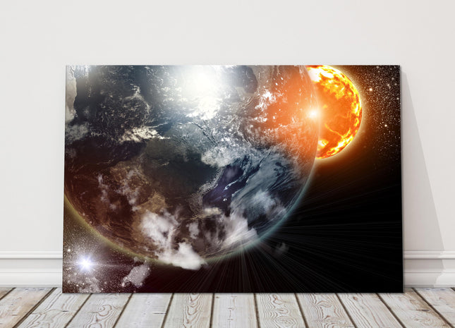 Planets and the galaxy. Canvas Print. Astronomy picture.