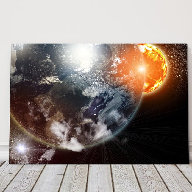 Planets and the galaxy. Canvas Print. Astronomy picture.