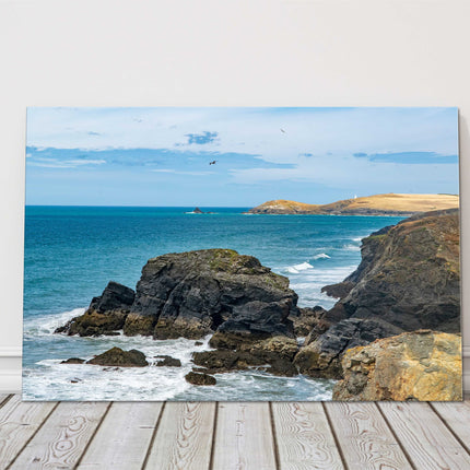 Trevose Head, coastal scenery. Cornwall. Canvas Picture print.