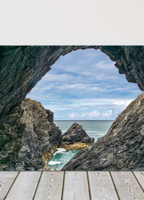 Cornwall sea view from inside a cave. Near Crantock beach. Canvas picture print