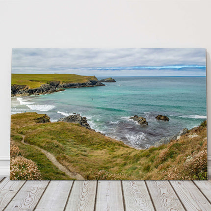 Polly Joke Bay, near Crantock, Cornwall. Canvas picture print cornish coastline