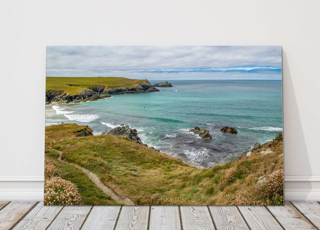 Polly Joke Bay, near Crantock, Cornwall. Canvas picture print cornish coastline