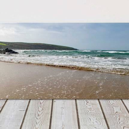 Crantock beach Beautiful colours of the sea. Panormaic, coastal canvas picture