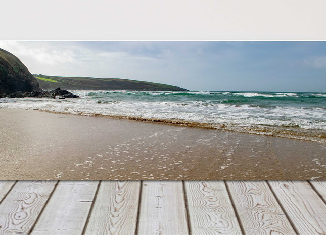 Crantock beach Beautiful colours of the sea. Panormaic, coastal canvas picture