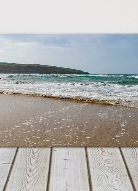 Crantock beach Beautiful colours of the sea. Panormaic, coastal canvas picture