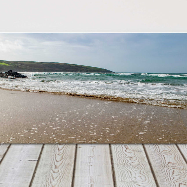 Crantock beach Beautiful colours of the sea. Panormaic, coastal canvas picture