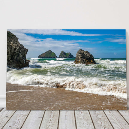 Holywell Bay, Cornwall beach scene landscape canvas picture print near newquay