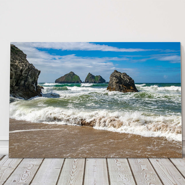 Holywell Bay, Cornwall beach scene landscape canvas picture print near newquay