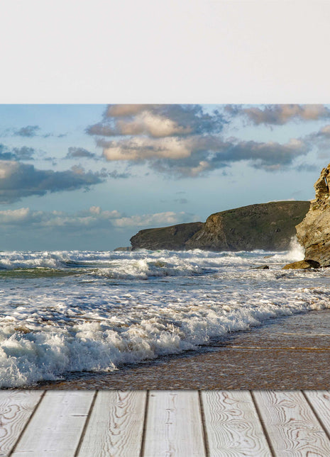 Watergate Bay beach neaer newquay high tide sunset stunning canvas picture print