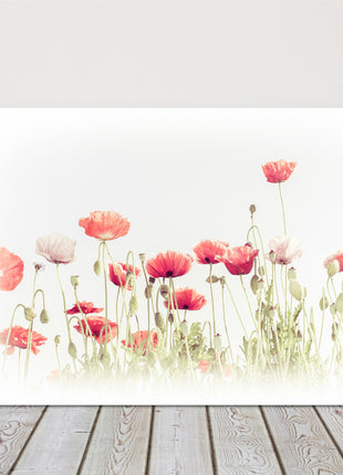 Wild Poppy flowers in a summer meadow. Watercolour painting Canvas picture print