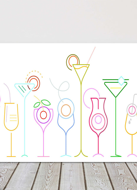 modern style drinks glasses cocktails and wine colourful canvas picture print