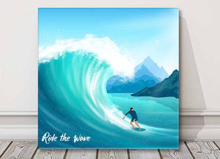 riding the wave surf canvas picture print square