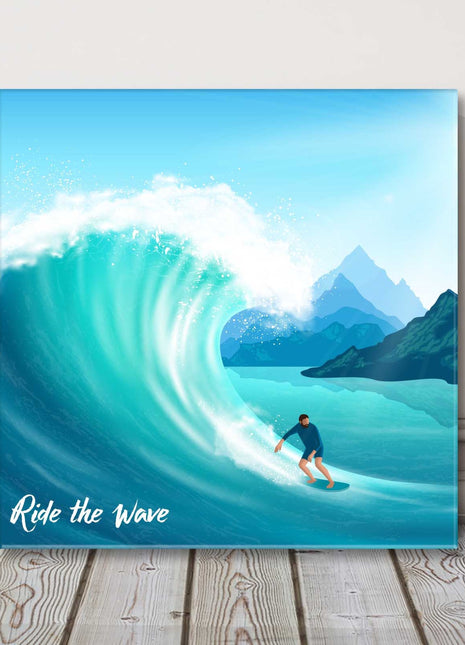 riding the wave surf canvas picture print square