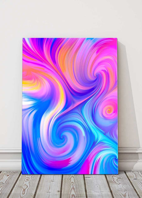 colourful canvas picture print swirls pinks and blues portrait or landscape