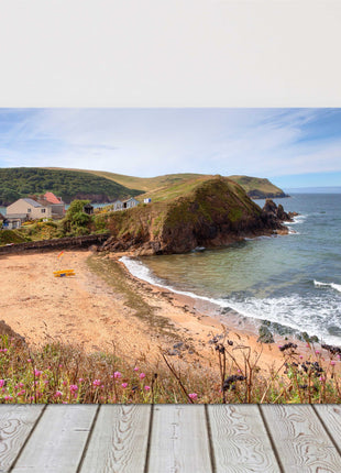Hope Cove, Devon, England. View over the beach. Canvas Print. Ideal gift.