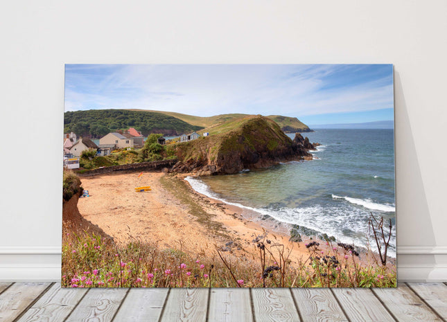 Hope Cove, Devon, England. View over the beach. Canvas Print. Ideal gift.