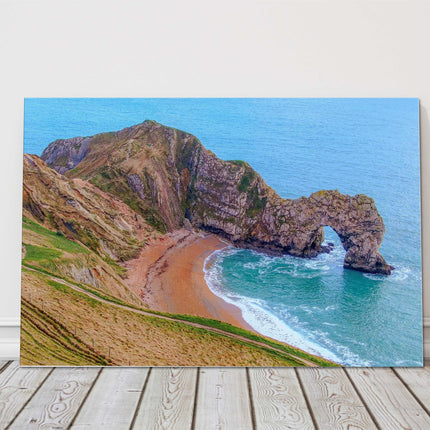 durdle door from the air canvas picture print seascape beach