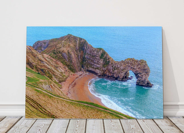 durdle door from the air canvas picture print seascape beach