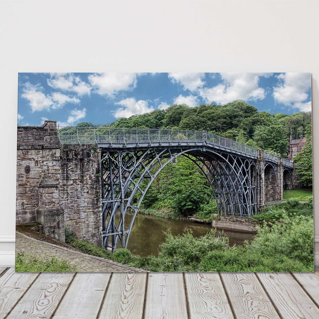 Historic iron bridge telford sunny day world famous bridge canvas picture print